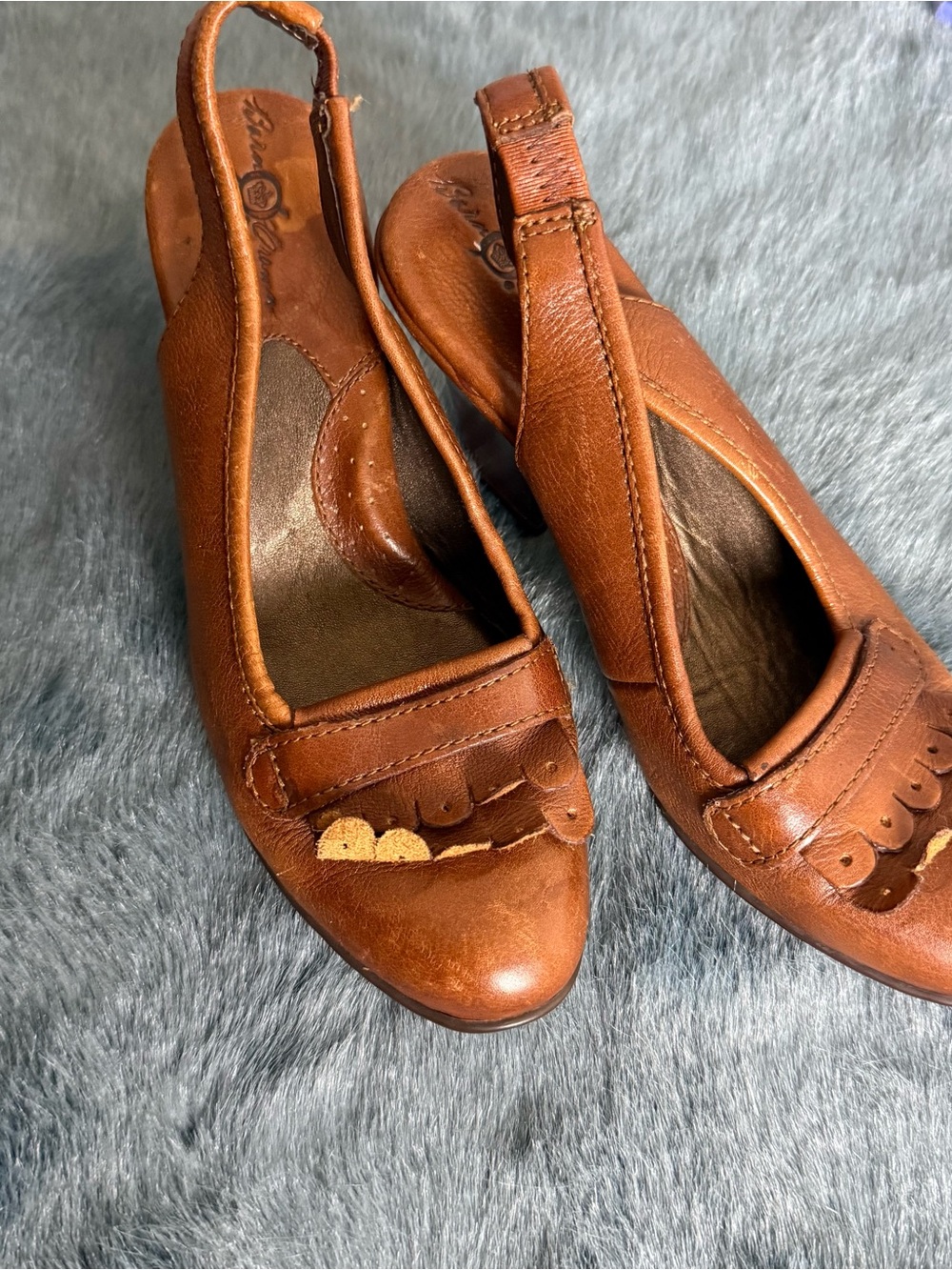Born Brown Leather Slingback Heels